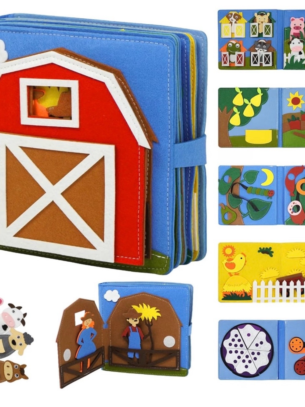 Blue and Red Quiet Activity Barn Book for Kids